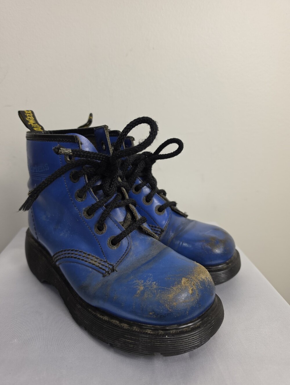 Dr. Martens Blue Lace-Up Platform Ankle Boots Made In Englend
